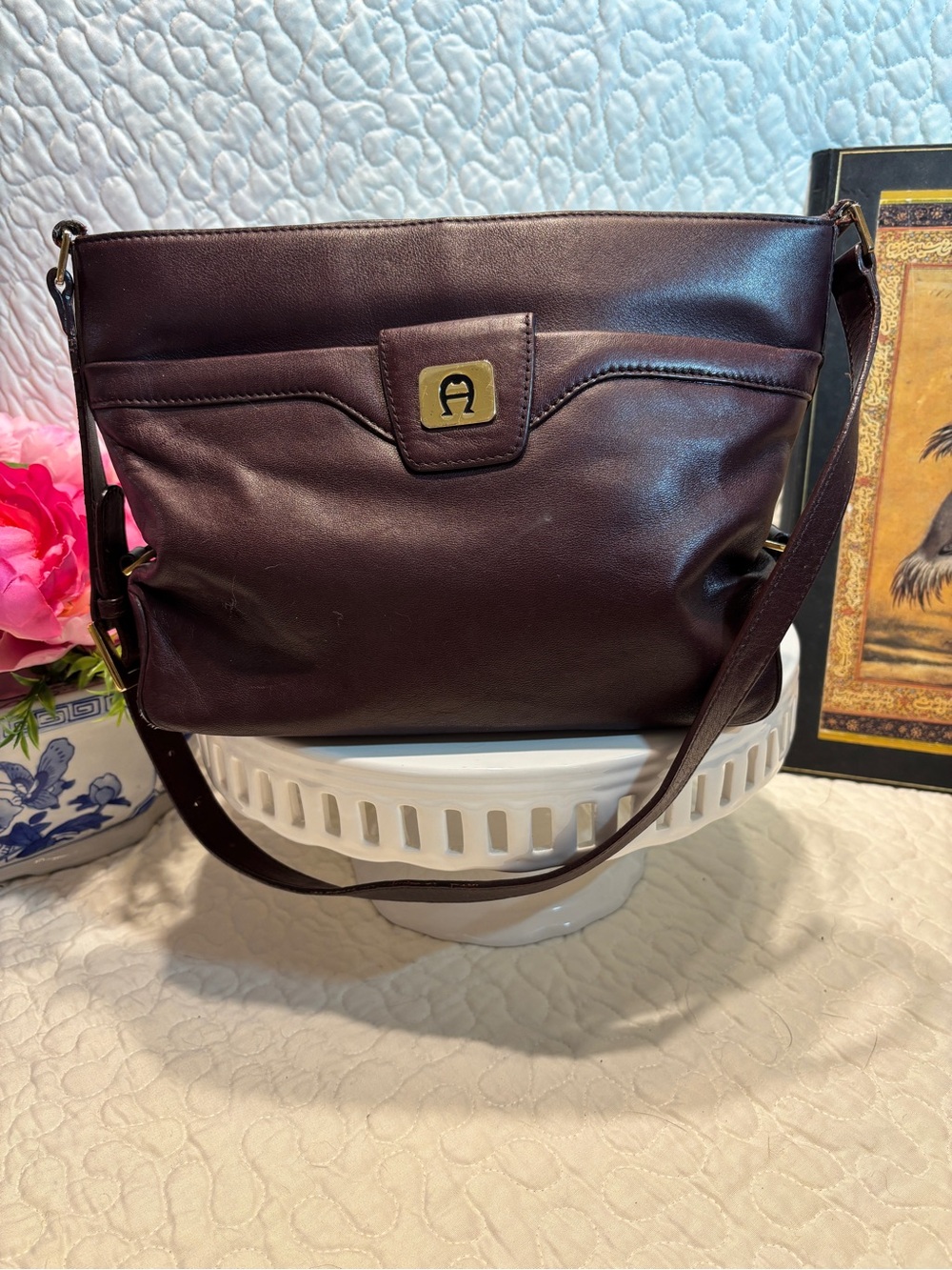 Etienne Aigner Deep Chocolate Leather Shoulder Bag